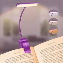 Local Delivery--19 LED Rechargeable Book Light For Reading In Bed With Memory Function- Eye Caring 3 Color Temperatures,Dimming Brightness,80 Hrs Runtime Lightweight Clip On Light For Book Lovers - Dark Purple - 查看 1