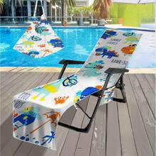 1pc Foldable Beach Chair Cover That Can Be Folded Into A Handbag, With Side Pockets For Glasses And Phone. Beach Chair Cover, Pool Chair Cover, Microfiber Lounge Chair, Sunbathing Beach Hotel, Easy To Carry Camping & Travel Towels - Multicolor - View 10