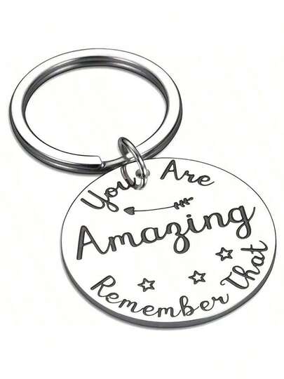 1 件男女通用不锈钢“你太棒了”钥匙扣，最佳朋友励志生日礼物汽车配件包饰背包学校可爱哥特式 Y2k 包饰挂绳带身份证夹汽车配件包饰