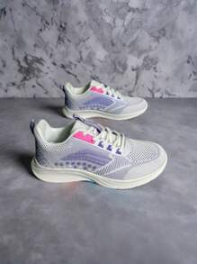 Zapatillas informales con cordones de color contrastante de moda para adolescentes - Zapatos de malla transpirables antideslizantes, adecuados para correr y caminar al aire libre