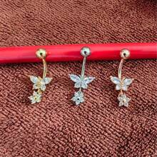 1 pièce Anneau de nombril en acier inoxydable 316 avec strass, bijou de piercing de bouton de ventre personnalisé