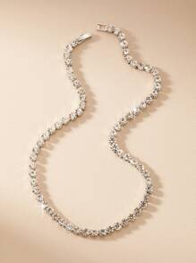 1pc Women Diamond Encrusted Choker Necklace, Formal Occasion Neck Choker Collar