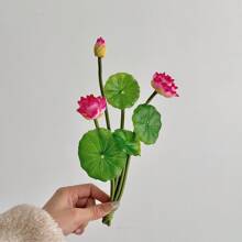 1PC/3PCS 10in Realistic Lotus Flowers - Artificial Water Lily Decor For Fish Tank/TV Cabinet, No-Fade Floral Arrangement, Zen Home Centerpiece Vase Not Included