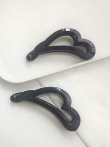 2 件女士实心心形空心香蕉垂直夹发饰，马尾辫夹上的简单扭夹，高档无缝 PP（聚丙烯）一体式发夹，适合所有季节，扁平爪夹 - 彩色 - 查看 6