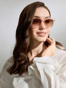 Tropiscape 1pc Women's Round Frame Fashion Glasses With Cute Decorative Clear Lenses And Suitable For Outdoor Activities Beach Accessories For Women Glasses Shades Vacay Vibes Vacation Relax Beach Autumn Winter Gifts