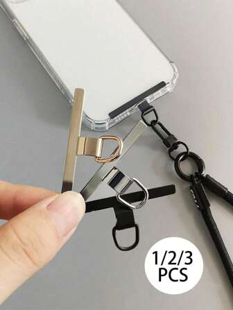 1/2/3件通用手机挂绳贴片，超薄金属手机挂绳配件，专为滑雪、徒步和登山运动设计。不锈钢手机挂绳夹，防止手机丢失。手机挂绳替换件，旅行必备，学校用品，度假露营旅行配件，假期暑假返校