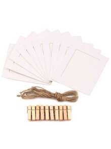 20pcs Hanging Photo Frame With Clips & Strings, Simple Design, Bohemian Style Decor For Grid Photo Wall, Dorm, Classroom, Living Room, Bedroom, Office Wall, Suitable For Graduation Ceremony, Wedding, DIY Photo Exhibition Wall, Anniversary, Theme Party