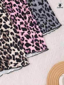 Bộ 3 quần short dệt kim họa tiết da báo cỡ lớn cho nữ mặc ở nhà - Nhiều màu - Xem 5