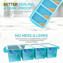 Silicone Freezer Tray With Lid - Soup Freezer Container Molds - Large Ice Cube Tray- Makes 8 Perfect 1 Cup Portions Cubes, 2-Pack Freezer Storage  Soups  Meal Prep - Oven  Dishwasher - - 1 cốc, màu xanh - Xem 5