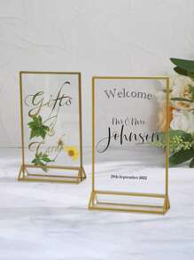 12pcs/6pcs Restaurant Menu Cards, Transparent Acrylic Wedding Table Number Holders, Photo Display Sign Stands With Gold Borders, Double-Sided Gold Frames - Suitable For Weddings, Rehearsal Dinners, Engagement Parties, Anniversaries, Birthdays, Bridal Showers, Graduations, Corporate Events Or Any Special Occasion!