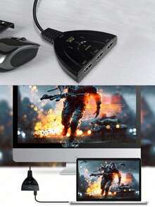 High Definition Multimedia Switcher, Three In One Out 4k,High Definition Multimedia Interface2.0,Three Port Video Switcher, 3-To-1 Converter, Set-Top Box Connected To Monitor - Multicolor - View 6