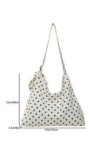 Túi đeo chéo nữ - Túi vải hình lưỡi liềm chấm bi thời trang - trắng - Xem 7