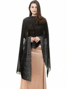 REEMONDE Womens Rhinestones Pashmina Shawls And Wraps Evening Dresses Chiffon Shawl Sparkly Scarf - Đỏ - Xem 9