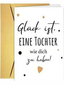 1Pc German Daughter Birthday Card With Envelope - "Luck Is Having A Daughter Like You" Heartfelt Greeting Card, Elegant Golden Polka Dot Design For Birthdays & Holidays, Premium Quality Sentimental Gift For Mothers, Daughter Gifts School Supplies,Back To School
