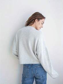 European And American Versatile Soft Knitted Cardigan Women's Retro Button Sweater Knitted Jacket Ins Style - 淺灰色 - 查看 3