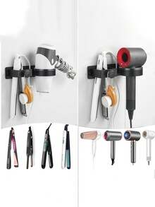 壁挂式吹风机架，无需钻孔的浴室收纳架，可放置直发器、卷发器、熨衣板，适用于沙龙和浴室装饰