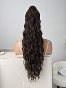 26-Inch Natural Wave Heat-Resistant Synthetic Ponytail Hair Extensions, Black & Brown Claw Clip-In, Suitable For Women's Daily Use - Black Brown - View 7