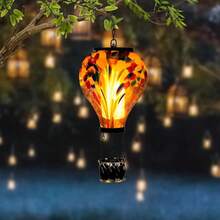 Starsoul Hot Balloon Solar Lantern With Flower Projection Metal Outdoor Waterproof Hot Balloon Solar Lights Hanging Lantern For Garden Yard Patio Decor - 紮染-G - 查看 2