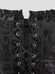 Women's Off-Shoulder Jacquard Zipper Waist Corset Top, Suitable For New Year Party, Valentine's Day, Holiday, Halloween Costume