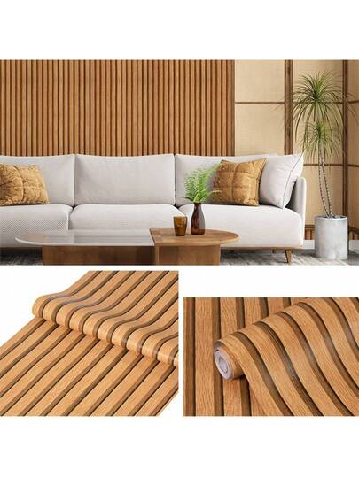 Roll Of Self Adhesive Retro Wood Grain Sticky Wallpaper, Removable Verlichting ed Veneer, Kitchen Binding, Living Room, Kitchen, Bedroom Furniture Renovation Wand ation, Wooden Home ation Paper Stickers Room view 5