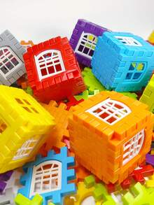 50/100/130pcs Colorful House Building Blocks, Large Blocks, Children's Room Decor House Blocks, Tabletop Game Enlightening Creative Toys, DIY Assembly Toys, Birthday Gift