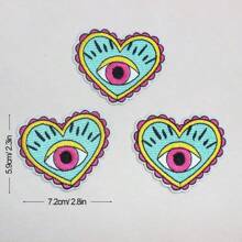 6-Pack Colorful Eye Heart Embroidered Iron-On Patches, Mixed Colors, DIY Sewing Appliques For Clothing, Hats, Bags, Art & Craft Decor, Badge & Patch Embellishments