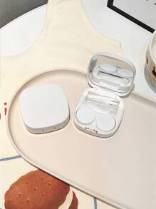 1pc Classic Retro Solid Color Portable Leakproof Contact Lens Box Kit With Mirror&Remover Tool, Contact Lens Container Soak Storage Kit For Travel&Home Eye Contacts Contact Lenses For Eyes Colored Contacts Halloween