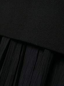 Seelio Summer New Arrival Women's Knitted Pleated Patchwork Skirt - Black - View 5