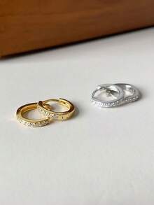 14K 镀金女士环形耳环，小号 CZ 方晶锆石，铜材质，日常佩戴，斋月假期，所有季节，合成锆石马赛克，6/7/8/9/10 毫米 - 彩色 - 查看 12