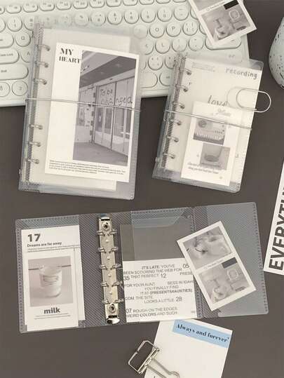 透明哑光活页夹，A6、A7、M5 尺寸，便携可折叠旅行笔记本，可定制封面，适用于预算、钱包、照片存储、办公用品存储，多种尺寸可选，学校用品，返校