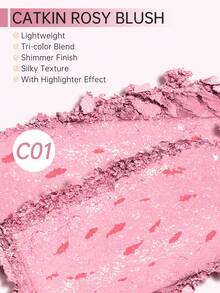 CATKIN 二合一自然珠光腮红高光粉饼，质地柔滑易晕染烘焙腮红盘 C01 - C01 - 查看 4