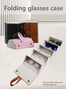 1pc Fashion Multi-Grid Glasses Case, Simple Sunglasses And Prescription Glasses Storage Box, Large Capacity Foldable Eyeglass Case