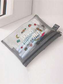 “应急零食”字母印花收纳袋，化妆包，送给妈妈，老师，朋友，护士，化妆包，送给女性朋友的礼品袋，旅行纪念品，生日，妇女节，派对，伴娘化妆品收纳袋，洗漱包，收纳袋，化妆包，化妆品收纳袋，化妆工具，旅行礼物