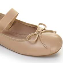 Women's Ballet Flats With Bow Detail And Elastic Strap For Secure Fit - Beige - View 2