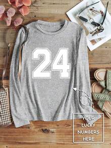 Plus Size Custom Printed Long Sleeve Cozy Sleepwear Top, Cozy Outfit, Fall & Winter