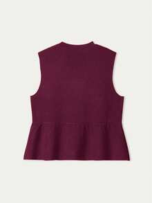 FOR BEAUTY Women's Knit Sleeveless Tank Top, Casual Minimalist Style, Solid Color, Back To School Essential, Spring/Summer - Burgundy - View 8