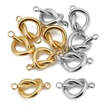 5pcs/Lot Stainless Steel Knot Connector For Bracelets Double Hole Cross Heart Charm DIY Jewelry Making Necklace Earring Supplies