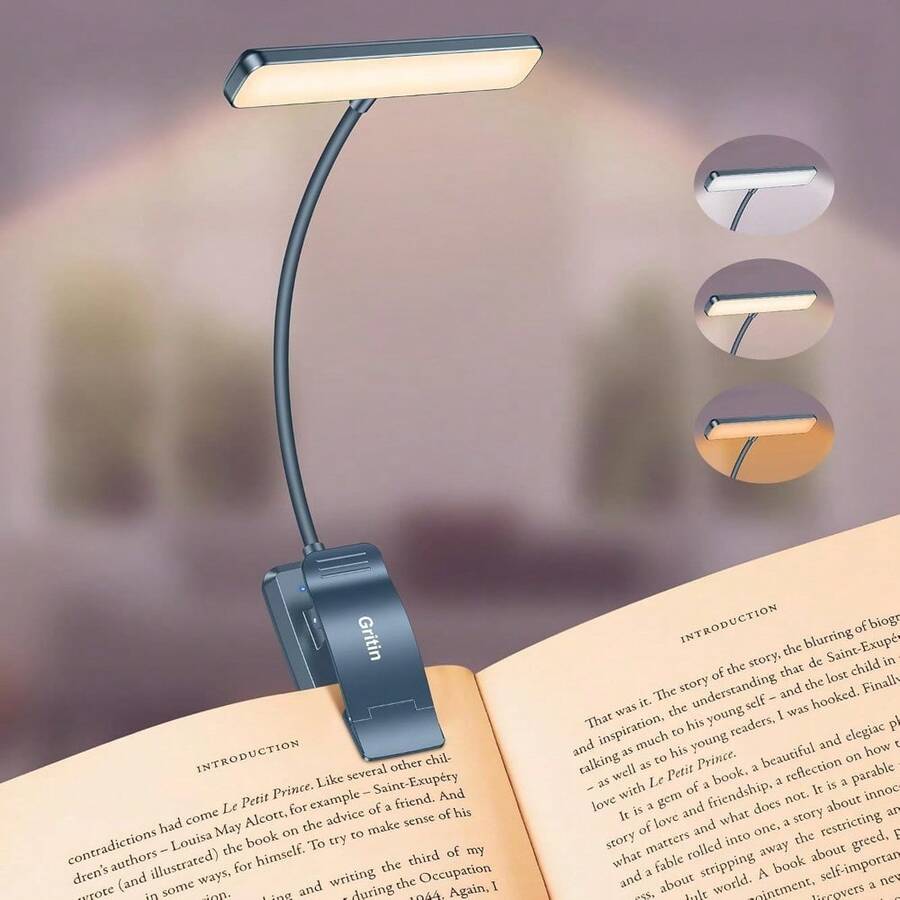 Local Delivery--19 LED Rechargeable Book Light For Reading In Bed With Memory Function- Eye Caring 3 Color Temperatures,Dimming Brightness,80 Hrs Runtime Lightweight Clip On Light For Book Lovers - 太平洋藍 - 查看 1
