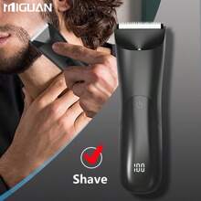 Recortadora corporal para hombres, afeitadora eléctrica, recortadora eléctrica de ingle y pelo, afeitadora de cuchilla de cerámica para higiene masculina, recortadora de belleza corporal total con capacidad de batería de 500mAh