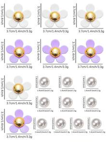 18pcs Flower & Faux Pearl Shoe Clips - Fresh & Elegant Design, Exquisite Shoe Decoration - Purple - View 2