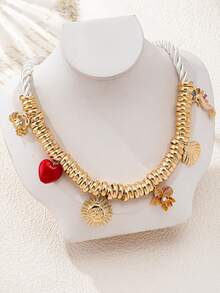 1 件多色海洋主题时尚个性化甜美项链精致高端锁骨链女士 - 彩色 - 查看 2