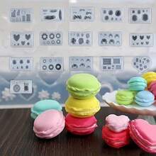 1 Set 16pcs Mini Food Silicone Mold Kit, Suitable For DIY Resin & Clay Craft - Mini Pendant/Decoration Maker, Designs Include Croissant, Macaron And Cream Puff - White - View 6