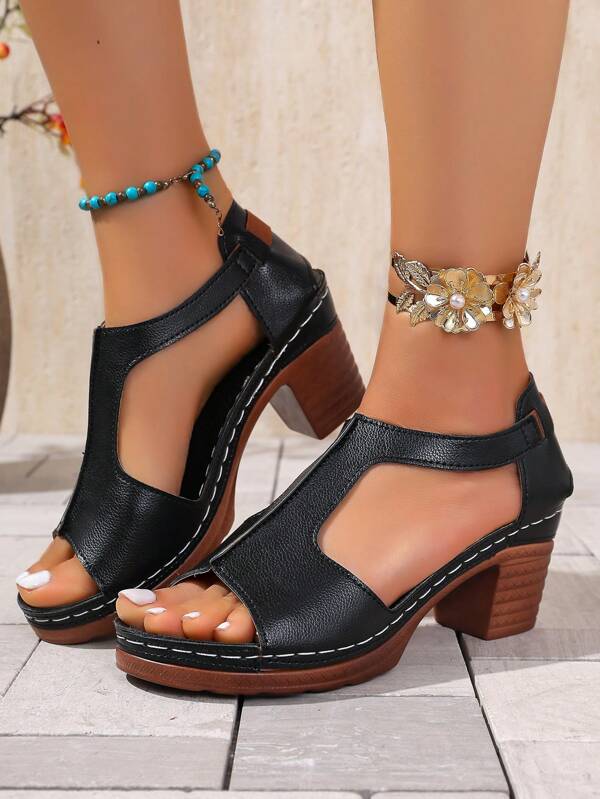 Women's Chunky Heel Wedge Casual Outdoor Roman Style Fashion Increased Height Simple Versatile Sandals