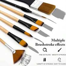 Set di 32 pennelli in nylon - tondi, nocciola, piatti, a ventaglio, angolati e per dettagli, adatti per acrilici, oli e pittura ad acqua, ideali per artisti e studenti, materiale scolastico, back to school