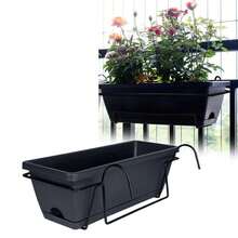Maceta colgante para barandilla de balcón, cesta de plantas, maceta para valla, decoración del hogar, maceta de ventana, maceta para jardín, terraza, patio, 6L - Gris Oscuro - Ver 3