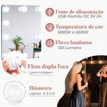 Kit 10 Led Mirror Light Bulbs Dressing Table Makeup 3 Colors
