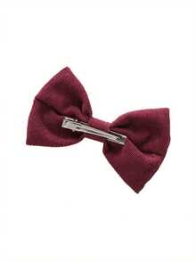 Vestido para niña, cintura alta, midi, manga larga, cuello redondo, botones con volantes, falda plisada estilo princesa con diadema - Burdeos - Ver 10