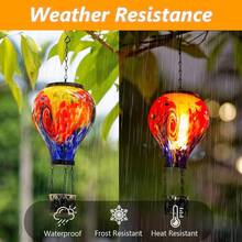 Starsoul Hot Balloon Solar Lantern With Flower Projection Metal Outdoor Waterproof Hot Balloon Solar Lights Hanging Lantern For Garden Yard Patio Decor - 紮染-B - 查看 2