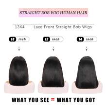 Bob Wig Human Hair Pre Plucked 13x4 Frontal Lace Wig 12inch Black Bob Wig For Women 180% Density Straight Short Bob Lace Front Wigs Human Hair With Baby Hair Daily Use Beach Hair Style