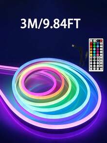 RGB Neon Light Strips, LED Light Strips, Silicone Rope Lights, USB Power Flexible Strips, With A 44-Key Remote Control, Suitable For Game Room Parties, Walls, Ceilings, Homes, Rooms, Gardens, Christmas, Parties, TV/Computer Backlight Decoration, Home Decoration, Festival Decoration, Party Decoration, Birthday Decoration, Halloween Decoration - Multi-color light - View 14